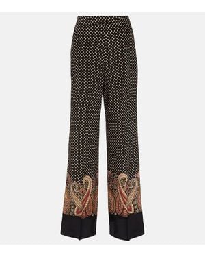 Etro Velvet Wide-Leg Pants - Gray