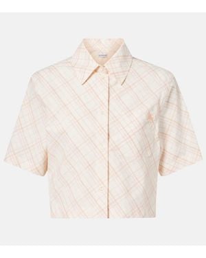 Burberry Chemise Raccourcie Check En Coton - Neutre