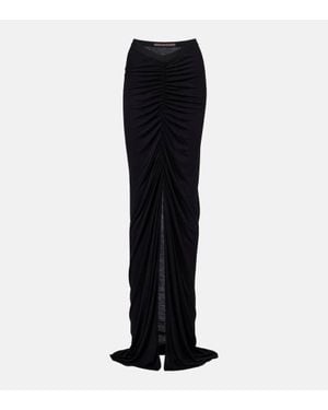Rick Owens Poppy Ls Ruched Jersey Maxi Skirt - Black