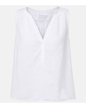 Velvet Tacy Linen Top - White