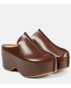 JW Anderson Mules in pelle con platform - Marrone