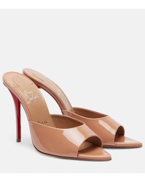Christian Louboutin Miss Z 100 Patent Leather Mules - Brown