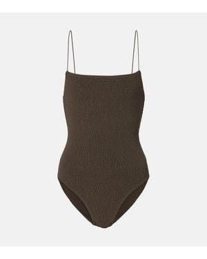 TOTEME Shirred Jersey Swimsuit - Brown