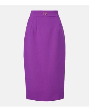 Dolce & Gabbana Falda Midi De Lana Virgen - Morado