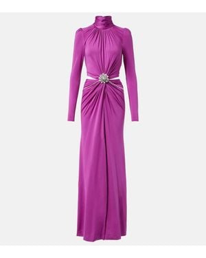 Rabanne Cutout Crystal-Embellished Jersey Gown - Purple