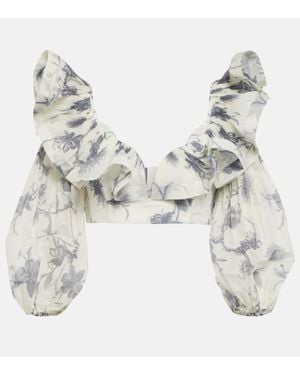 Zimmermann Top Cropped Keira Con Stampa - Metallizzato