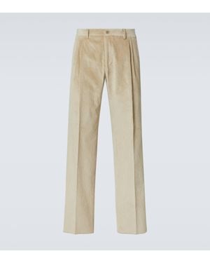 Canali Cotton Corduroy Straight Trousers - Natural