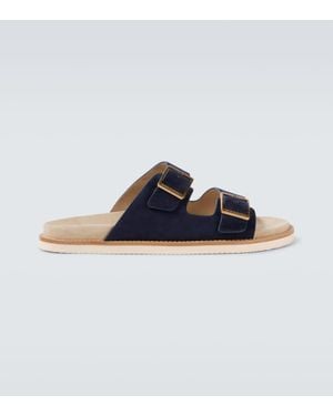 Brunello Cucinelli Sandalen Aus Veloursleder - Blau