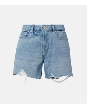 7 For All Mankind Shorts Denim Monroe Efecto Desgastado - Azul