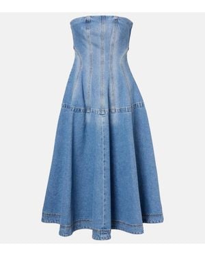 Magda Butrym Flared Denim Midi Dress - Blue