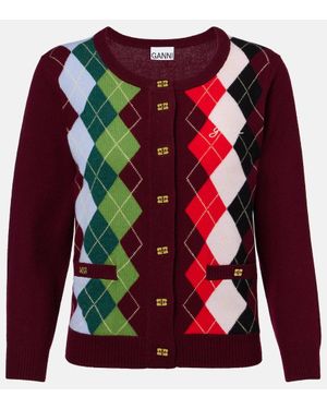 Ganni Burgundy Check' Cardigan - Rot