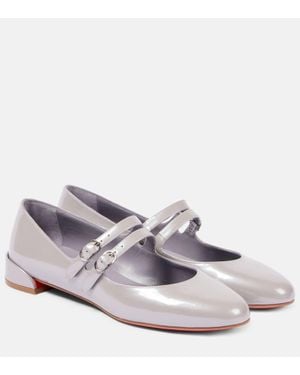 Christian Louboutin Sweet Jane Patent Leather Mary Jane Flats - Grey
