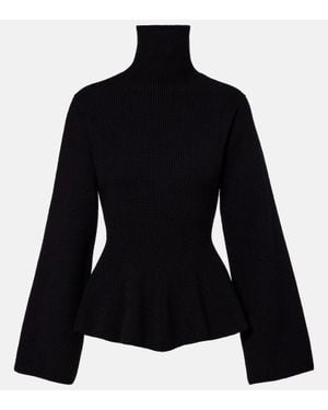 Rohe Rollkragenpullover Aus Wolle Und Kaschmir - Schwarz