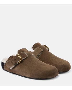 Isabel Marant Mirvin Shearling-Lined Suede Clogs - Brown