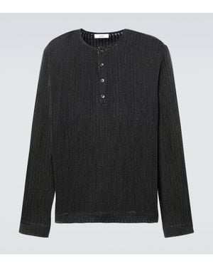 Commas Striped Henley Shirt - Black