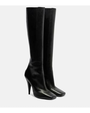 Givenchy Sliced Square Leather Knee-High Boots - Black