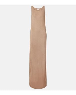 Saint Laurent Maxikleid Aus Rippstrick - Natur