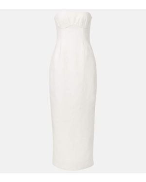 SIR. Evalita Linen Bustier Maxi Dress - White