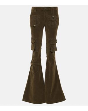 Blumarine Low-Rise Velvet Flared Cargo Pants - Brown