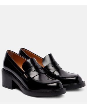 Tod's 60 Leather Loafer Pumps - Black