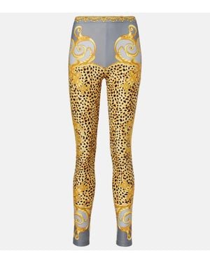 Versace Bedruckte Leggings Aus Jersey - Mettallic