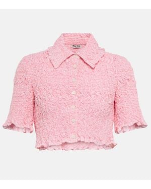 Miu Miu Gingham Cropped Blouse - Pink