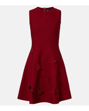 Oscar de la Renta Floral Knitted Minidress - Red
