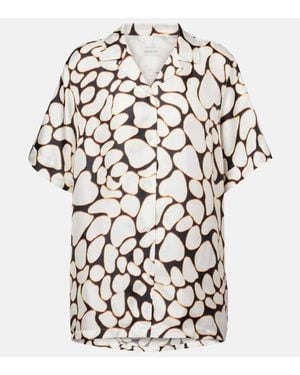 Dries Van Noten Bedrucktes Hemd Aus Seide - Weiß
