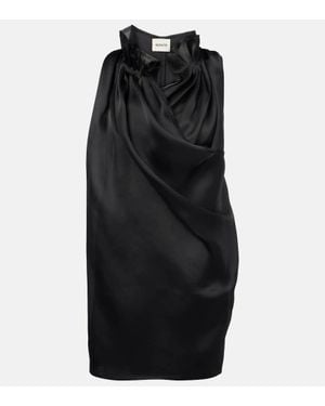 KHAITE Meegan Draped Silk Top - Black
