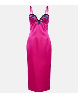 Miss Sohee Verziertes Midikleid Aus Satin - Pink