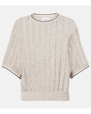 Brunello Cucinelli Pullover Aus Einem Leinengemisch - Natur