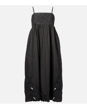 Juliet Dunn Besticktes Midikleid Aus Baumwolle - Schwarz