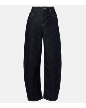 Self-Portrait High-Rise Barrel-Leg Jeans - Blue