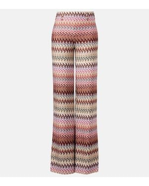 Missoni Zigzag Lame Wide-Leg Pants - Pink