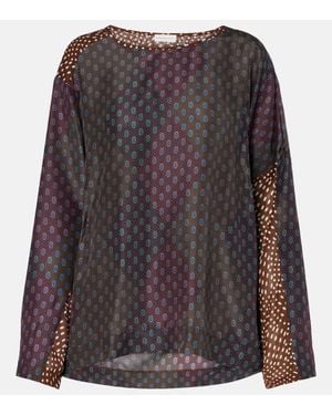 Dries Van Noten Printed Silk-Blend Top - Multicolor