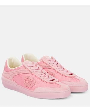 Gucci G75 Suede-Trimmed Sneakers - Pink