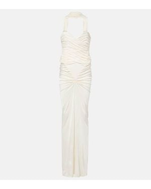 The New Arrivals Ilkyaz Ozel Samsara Ruched Strapless Gown - White