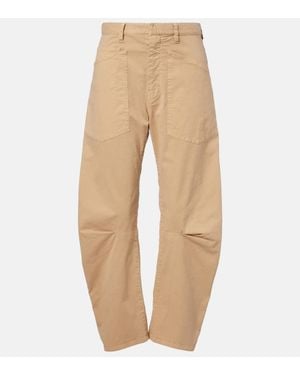 Nili Lotan Shon Barrel-Leg Cotton Chino Trousers - Natural