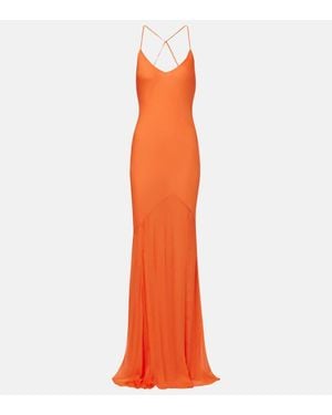 Alexandra Miro Gloria Silk Chiffon Gown - Orange