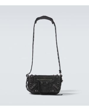 Balenciaga Crossbody Bag Le Cagole Xs Aus Denim - Weiß