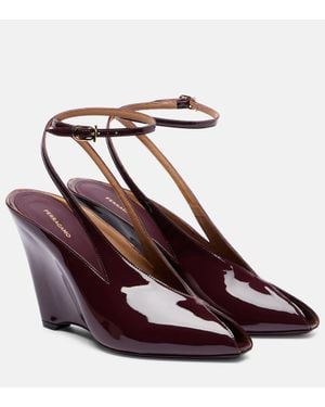 Ferragamo Sandales Arcadia 95 En Cuir Verni - Marron