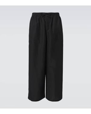 Loewe Paula's Ibiza Cropped Toile Wide-Leg Pants - Black