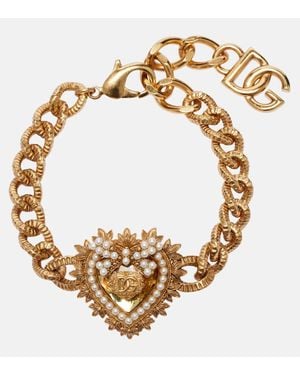 Dolce & Gabbana Devotion Faux Pearl-Embellished Bracelet - Metallic