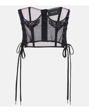 Simone Rocha Verziertes Top Aus Mesh - Schwarz
