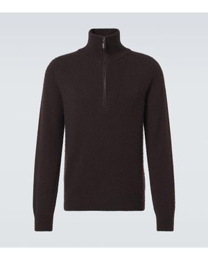 Brioni Wool And Silk Half-Zip Sweater - Black