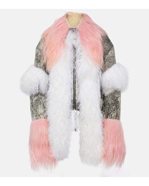 The Attico Lederjacke Mit Shearling - Rot