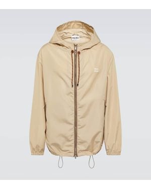 Miu Miu Logo Embroidered Technical Jacket - Natural
