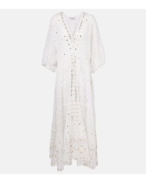 Juliet Dunn Besticktes Maxikleid Aus Baumwolle - Weiß