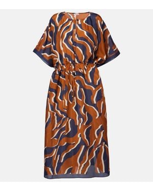 Eres Archipel Printed Gathered Silk Kaftan