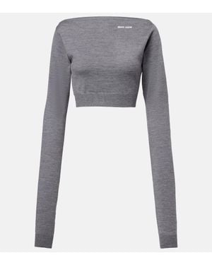 Miu Miu Jersey Cropped De Lana - Gris